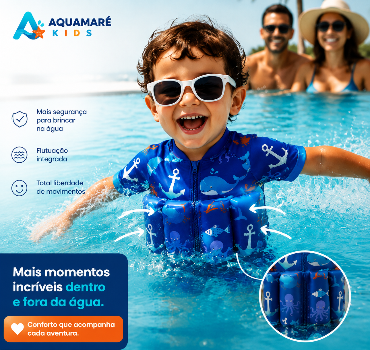 Maiô AquaJoy - Flutuante Infantil